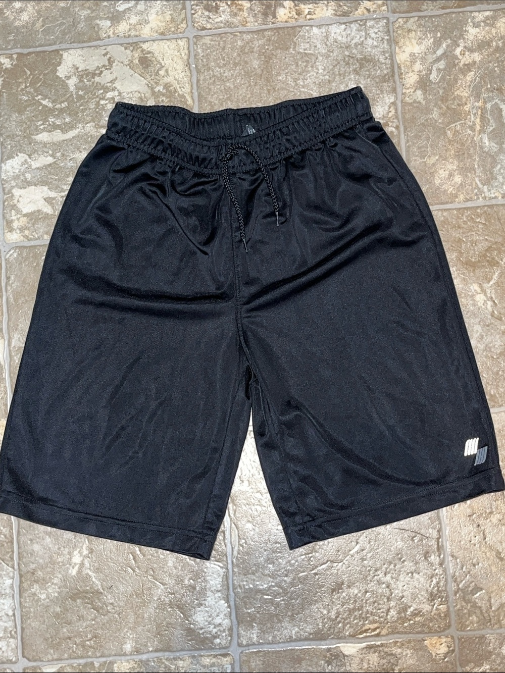 Kids Black Athletic Shorts with Drawstring